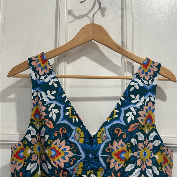 NWT Boden Fiona Sleeveless Lyocell Linen Midi Dress in Green Bloom - 8 - Picture 6 of 13